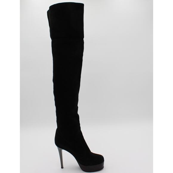 Giuseppe Zanotti Suede Over The Knee Boots 38 Womens Size 8 Black Designer - Picture 2 of 16